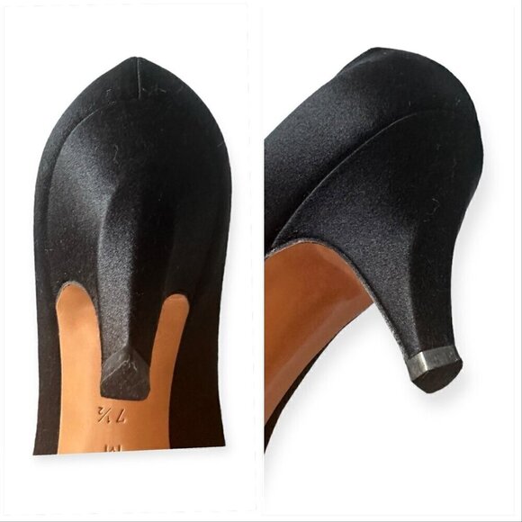 Yves Saint Laurent Vintage 80s Black  Satin Pumps, Size 7 1/2, Made in Italy - Picture 11 of 12